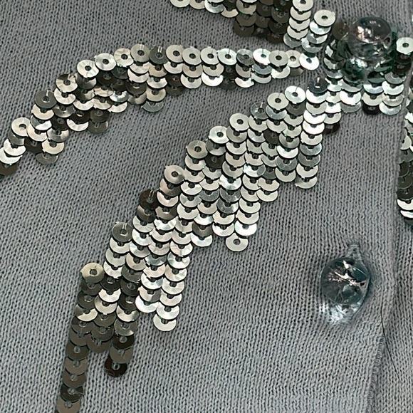 NWT Charlotte Tarantola Lightweight Cotton Cardigan Sweater Sequin Palm Tree L - Picture 8 of 11